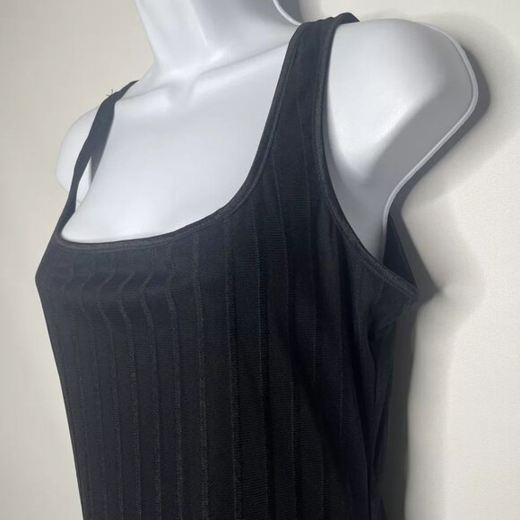 Vintage 90s Explosion Striped Sheer Black Mesh Maxi Column Dress - Picture 6 of 8